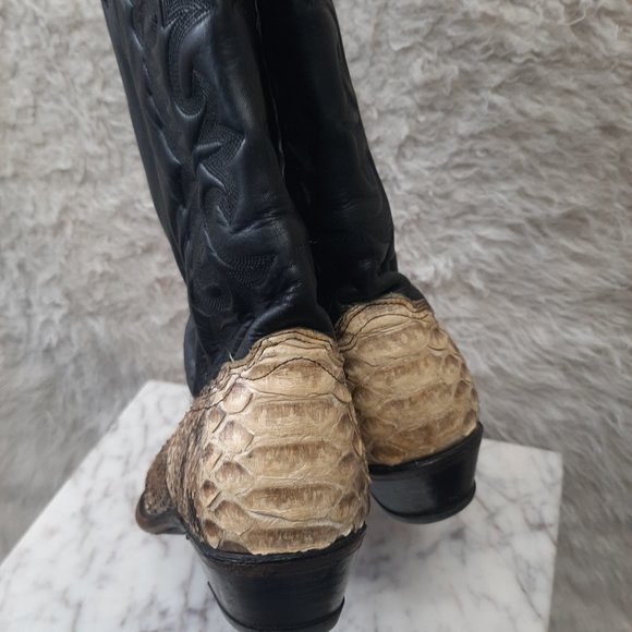 Vintage Ladies Exotic Snakeskin Leather Upper Western Cowgirl Boots Size US 9M - Picture 8 of 9